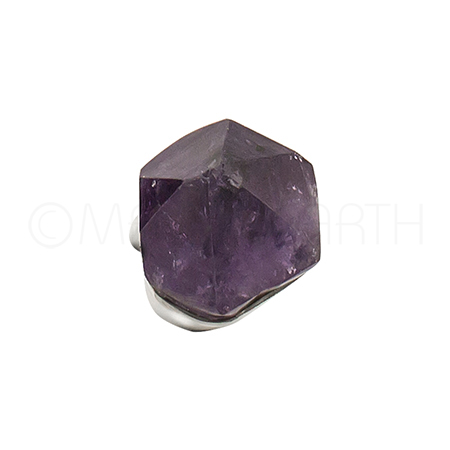 Amethyst Point with Black Snowballs Ring  